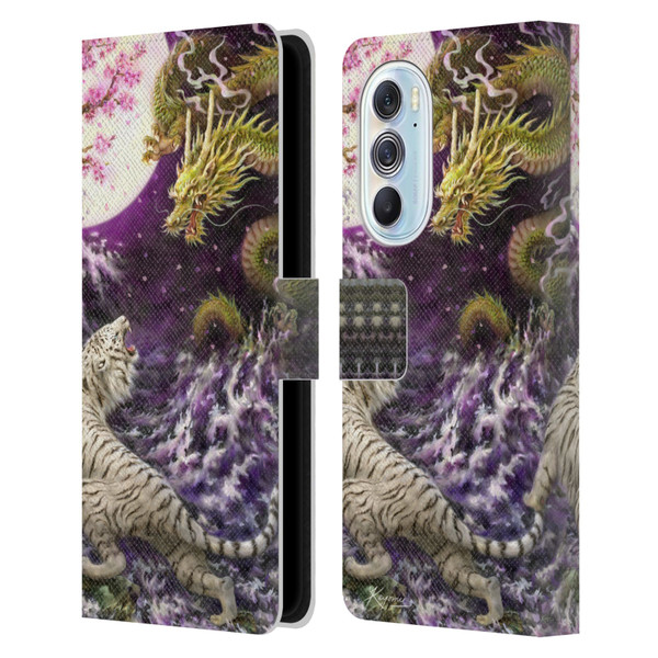 Kayomi Harai Animals And Fantasy Asian Tiger & Dragon Leather Book Wallet Case Cover For Motorola Edge X30