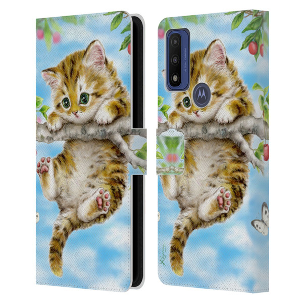 Kayomi Harai Animals And Fantasy Cherry Tree Kitten Leather Book Wallet Case Cover For Motorola G Pure