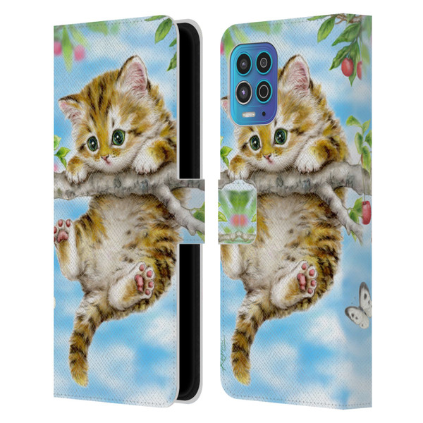 Kayomi Harai Animals And Fantasy Cherry Tree Kitten Leather Book Wallet Case Cover For Motorola Moto G100
