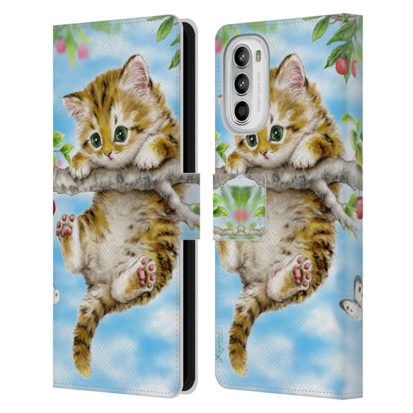 Kayomi Harai Animals And Fantasy Cherry Tree Kitten Leather Book Wallet Case Cover For Motorola Moto G52
