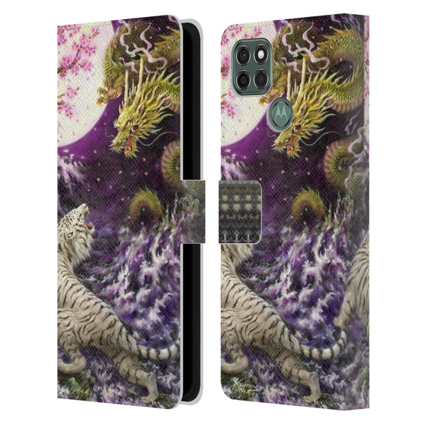 Kayomi Harai Animals And Fantasy Asian Tiger & Dragon Leather Book Wallet Case Cover For Motorola Moto G9 Power