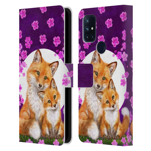 Kayomi Harai Animals And Fantasy Mother & Baby Fox Leather Book Wallet Case Cover For OnePlus Nord N10 5G
