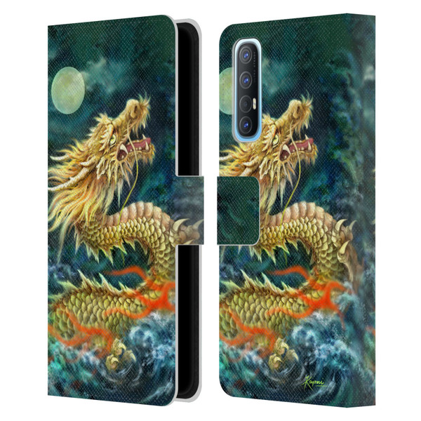 Kayomi Harai Animals And Fantasy Asian Dragon In The Moon Leather Book Wallet Case Cover For OPPO Find X2 Neo 5G