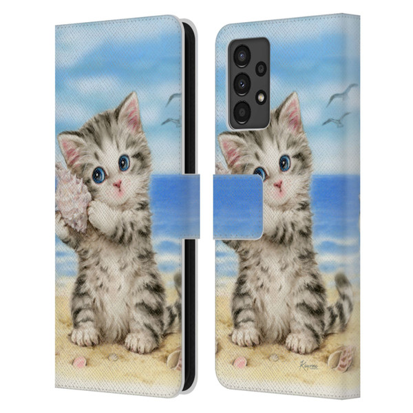 Kayomi Harai Animals And Fantasy Seashell Kitten At Beach Leather Book Wallet Case Cover For Samsung Galaxy A13 (2022)