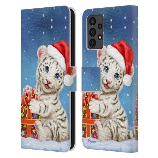 Kayomi Harai Animals And Fantasy White Tiger Christmas Gift Leather Book Wallet Case Cover For Samsung Galaxy A13 (2022)
