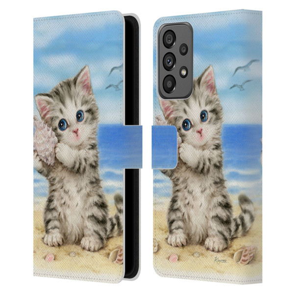 Kayomi Harai Animals And Fantasy Seashell Kitten At Beach Leather Book Wallet Case Cover For Samsung Galaxy A73 5G (2022)