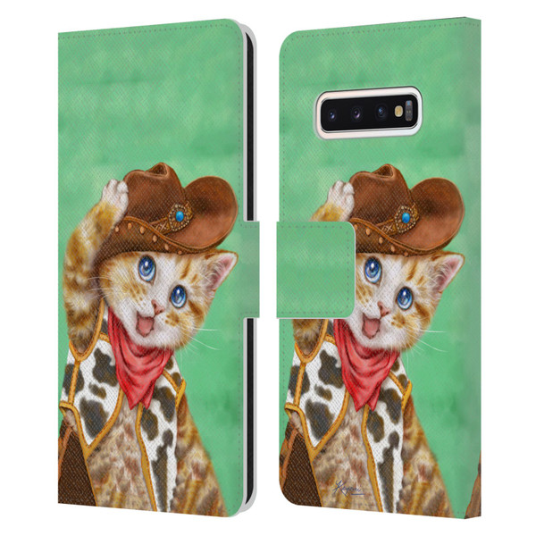 Kayomi Harai Animals And Fantasy Cowboy Kitten Leather Book Wallet Case Cover For Samsung Galaxy S10