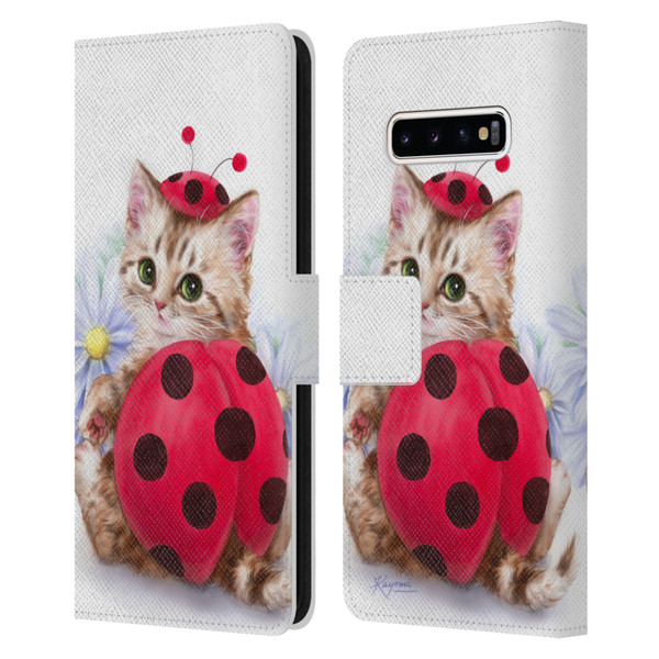 Kayomi Harai Animals And Fantasy Kitten Cat Lady Bug Leather Book Wallet Case Cover For Samsung Galaxy S10+ / S10 Plus