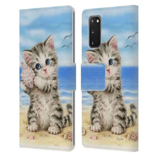 Kayomi Harai Animals And Fantasy Seashell Kitten At Beach Leather Book Wallet Case Cover For Samsung Galaxy S20 / S20 5G