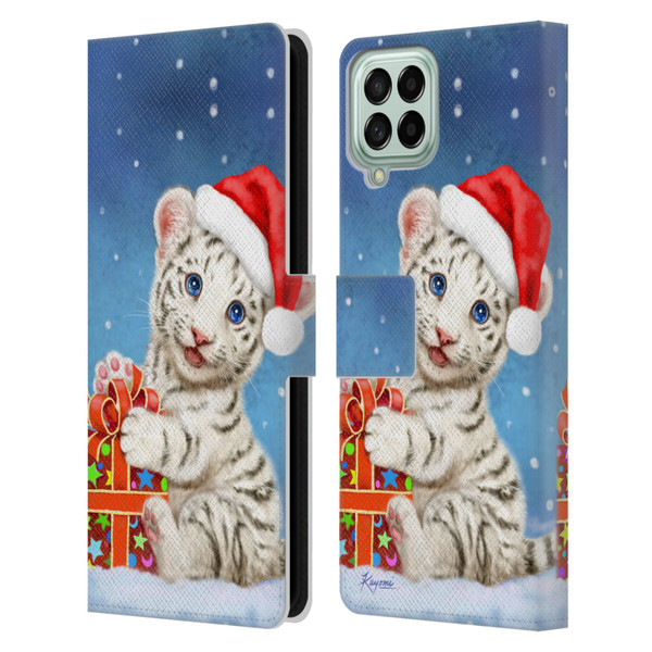Kayomi Harai Animals And Fantasy White Tiger Christmas Gift Leather Book Wallet Case Cover For Samsung Galaxy M53 (2022)