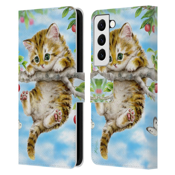 Kayomi Harai Animals And Fantasy Cherry Tree Kitten Leather Book Wallet Case Cover For Samsung Galaxy S22 5G