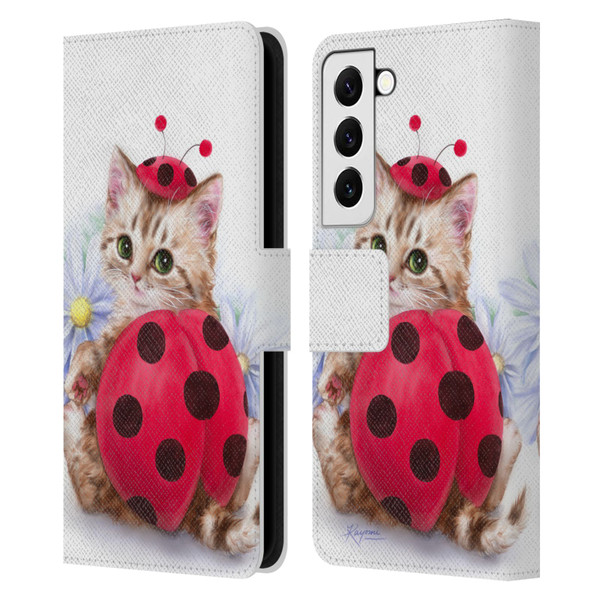 Kayomi Harai Animals And Fantasy Kitten Cat Lady Bug Leather Book Wallet Case Cover For Samsung Galaxy S22 5G