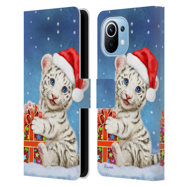 Kayomi Harai Animals And Fantasy White Tiger Christmas Gift Leather Book Wallet Case Cover For Xiaomi Mi 11