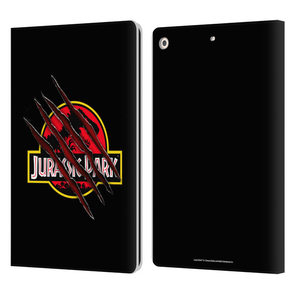 Jurassic Park Logo Plain Black Claw Leather Book Wallet Case Cover For Apple iPad 10.2 2019/2020/2021