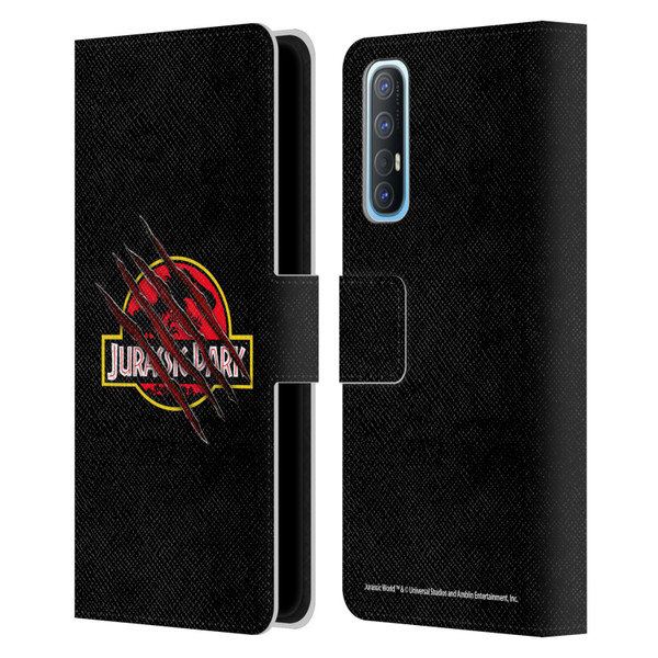 Jurassic Park Logo Plain Black Claw Leather Book Wallet Case Cover For OPPO Find X2 Neo 5G