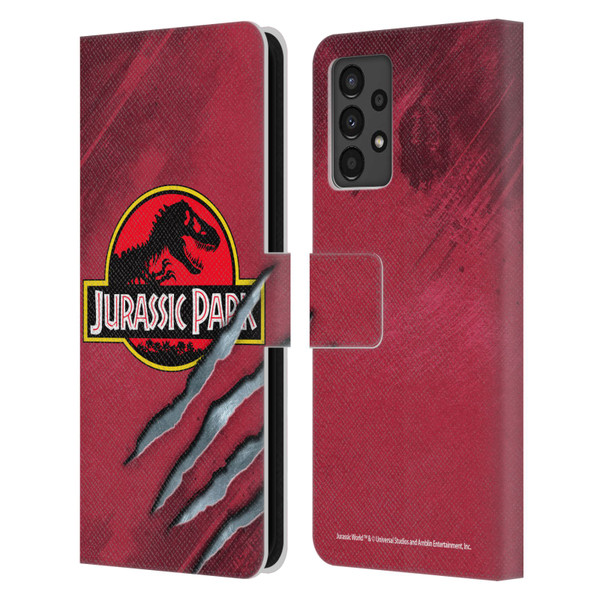 Jurassic Park Logo Red Claw Leather Book Wallet Case Cover For Samsung Galaxy A13 (2022)
