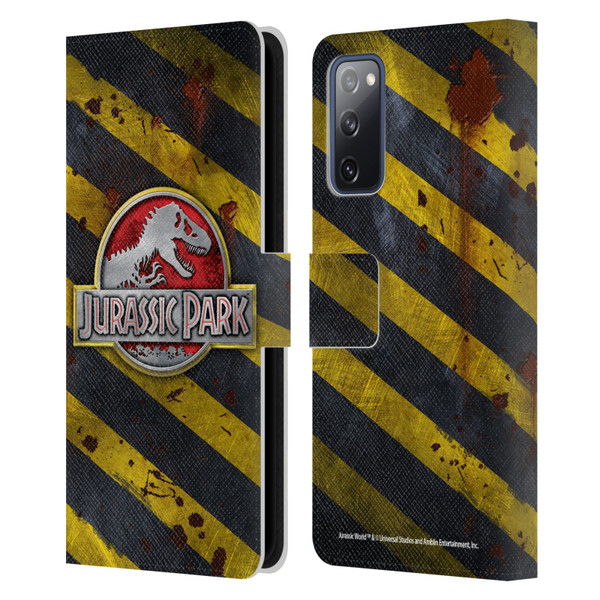 Jurassic Park Logo Distressed Look Crosswalk Leather Book Wallet Case Cover For Samsung Galaxy S20 FE / 5G