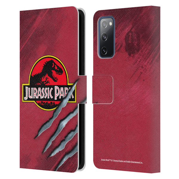 Jurassic Park Logo Red Claw Leather Book Wallet Case Cover For Samsung Galaxy S20 FE / 5G