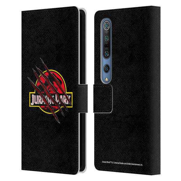 Jurassic Park Logo Plain Black Claw Leather Book Wallet Case Cover For Xiaomi Mi 10 5G / Mi 10 Pro 5G