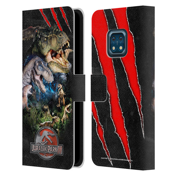 Jurassic Park III Key Art Dinosaurs Leather Book Wallet Case Cover For Nokia XR20