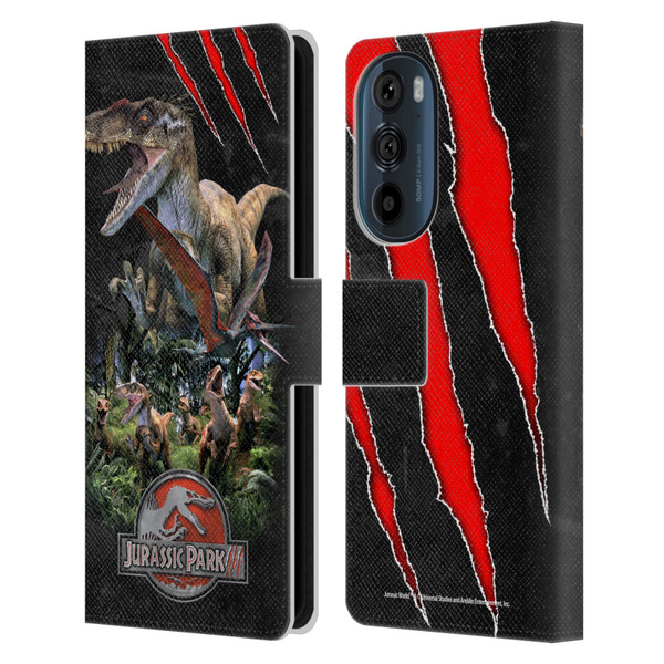 Jurassic Park III Key Art Dinosaurs 3 Leather Book Wallet Case Cover For Motorola Edge 30