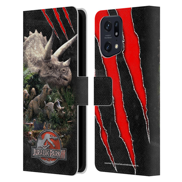 Jurassic Park III Key Art Dinosaurs 2 Leather Book Wallet Case Cover For OPPO Find X5