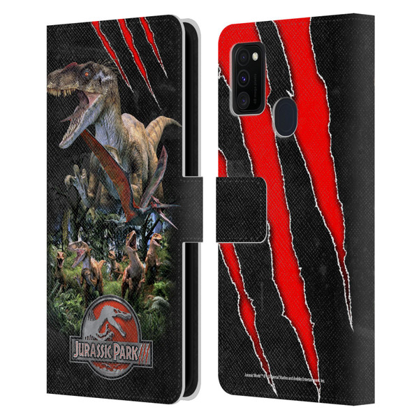 Jurassic Park III Key Art Dinosaurs 3 Leather Book Wallet Case Cover For Samsung Galaxy M30s (2019)/M21 (2020)