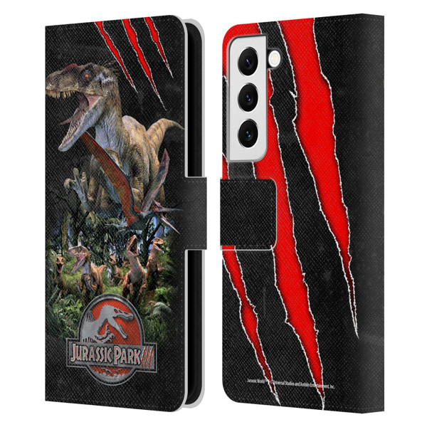 Jurassic Park III Key Art Dinosaurs 3 Leather Book Wallet Case Cover For Samsung Galaxy S22 5G