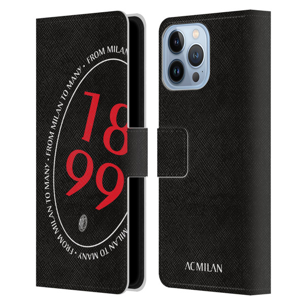 AC Milan Art 1899 Oversized Leather Book Wallet Case Cover For Apple iPhone 13 Pro Max