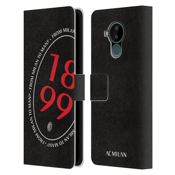 AC Milan Art 1899 Oversized Leather Book Wallet Case Cover For Nokia C30