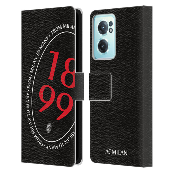 AC Milan Art 1899 Oversized Leather Book Wallet Case Cover For OnePlus Nord CE 2 5G