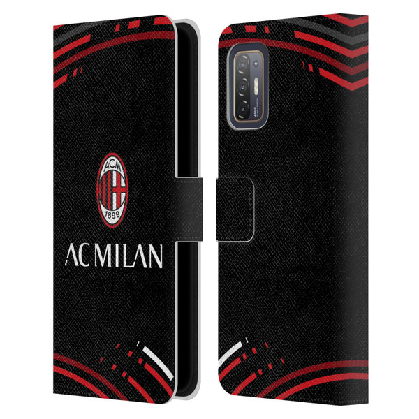 AC Milan Crest Patterns Curved Leather Book Wallet Case Cover For HTC Desire 21 Pro 5G