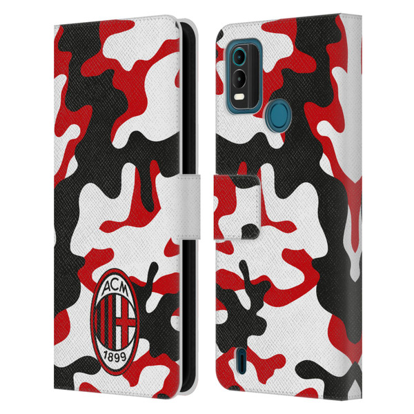 AC Milan Crest Patterns Camouflage Leather Book Wallet Case Cover For Nokia G11 Plus