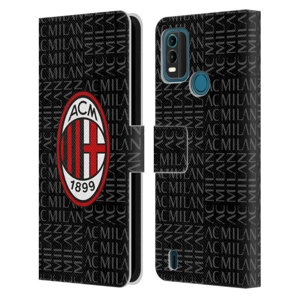 AC Milan Crest Patterns Red And Grey Leather Book Wallet Case Cover For Nokia G11 Plus