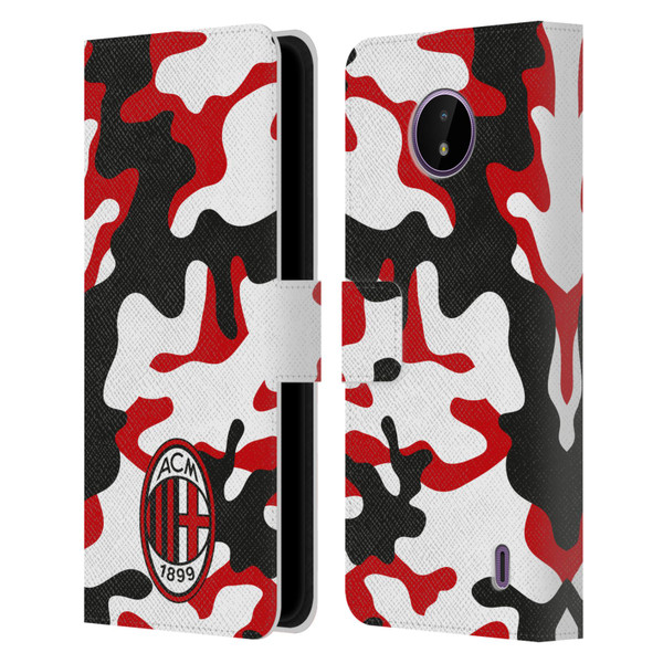 AC Milan Crest Patterns Camouflage Leather Book Wallet Case Cover For Nokia C10 / C20