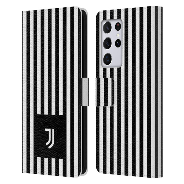Juventus Football Club Lifestyle 2 Black & White Stripes Leather Book Wallet Case Cover For Samsung Galaxy S21 Ultra 5G