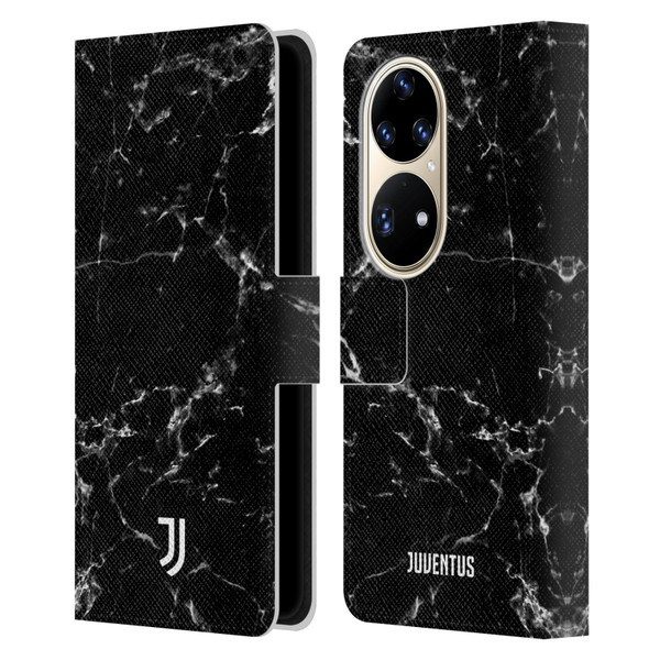Juventus Football Club Marble Black 2 Leather Book Wallet Case Cover For Huawei P50 Pro