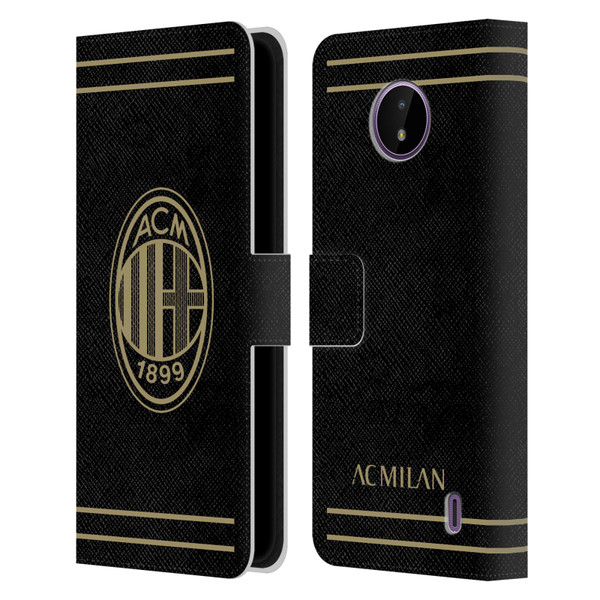 AC Milan Crest Black And Gold Leather Book Wallet Case Cover For Nokia C10 / C20