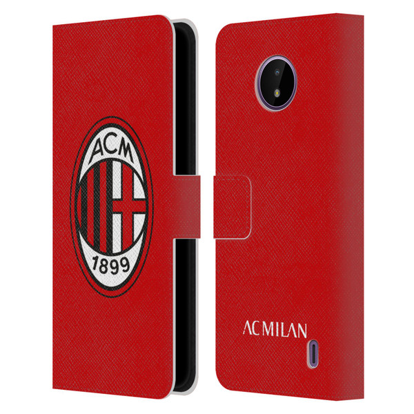 AC Milan Crest Full Colour Red Leather Book Wallet Case Cover For Nokia C10 / C20