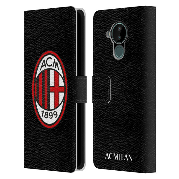 AC Milan Crest Full Colour Black Leather Book Wallet Case Cover For Nokia C30