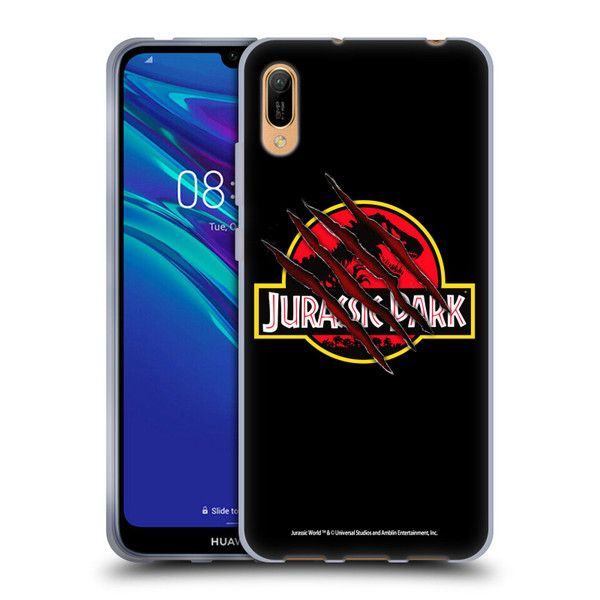 Jurassic Park Logo Plain Black Claw Soft Gel Case for Huawei Y6 Pro (2019)