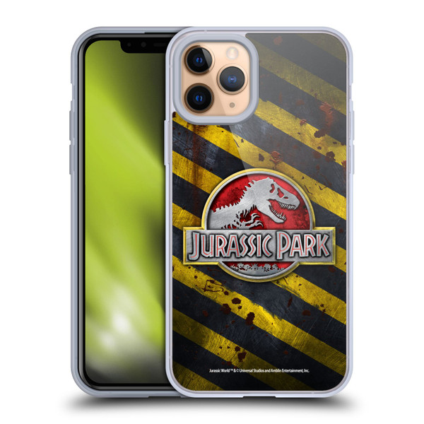 Jurassic Park Logo Distressed Crosswalk Soft Gel Case for Apple iPhone 11 Pro