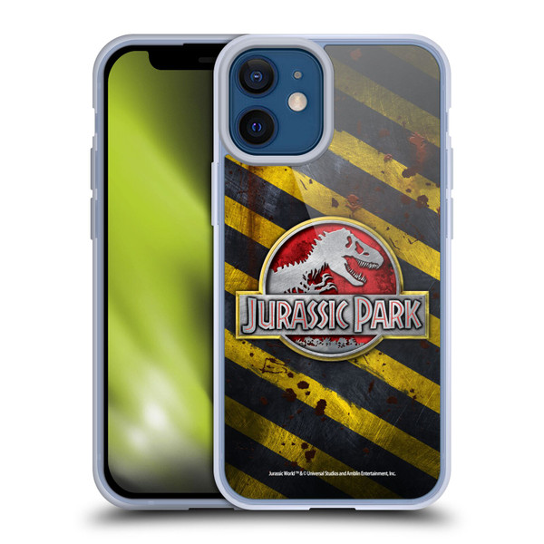 Jurassic Park Logo Distressed Crosswalk Soft Gel Case for Apple iPhone 12 Mini