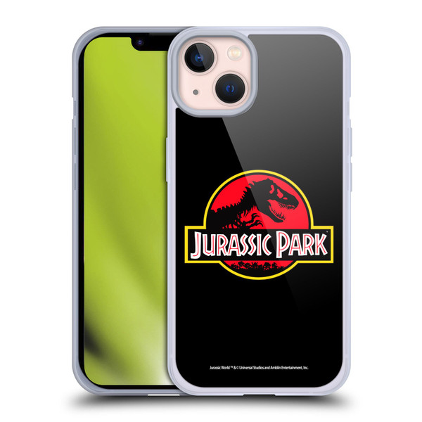 Jurassic Park Logo Plain Black Soft Gel Case for Apple iPhone 13
