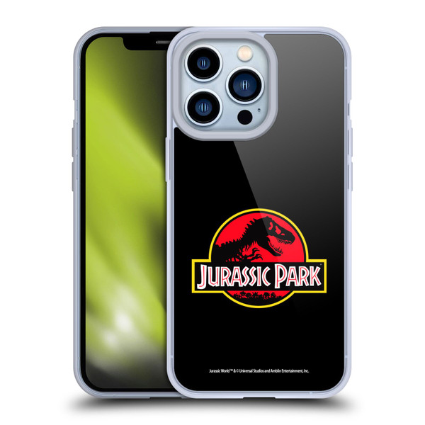 Jurassic Park Logo Plain Black Soft Gel Case for Apple iPhone 13 Pro