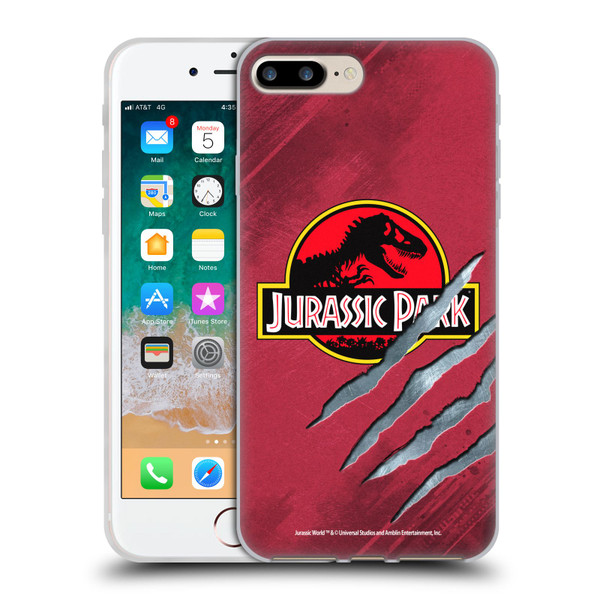 Jurassic Park Logo Red Claw Soft Gel Case for Apple iPhone 7 Plus / iPhone 8 Plus