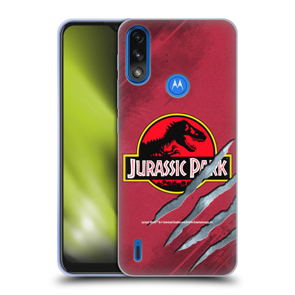 Jurassic Park Logo Red Claw Soft Gel Case for Motorola Moto E7 Power / Moto E7i Power