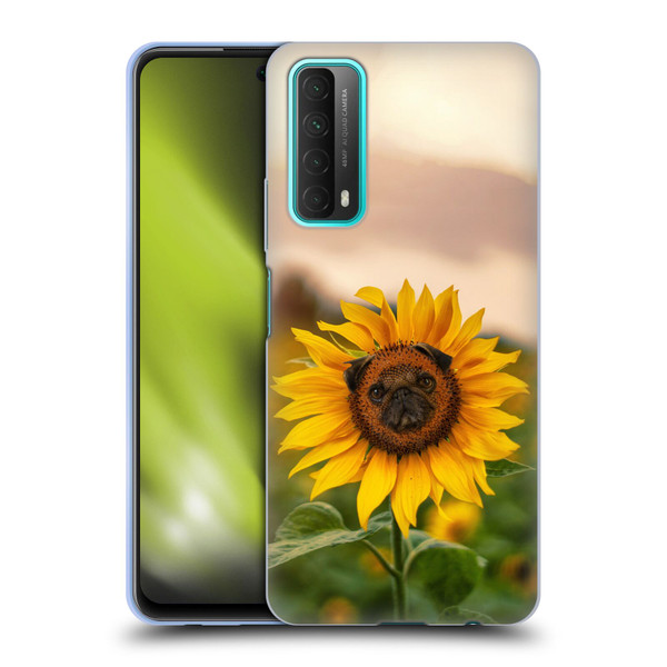 Pixelmated Animals Surreal Pets Pugflower Soft Gel Case for Huawei P Smart (2021)