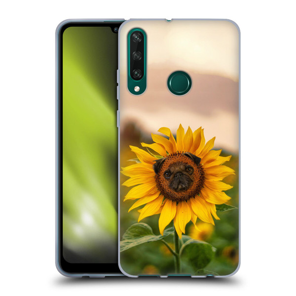 Pixelmated Animals Surreal Pets Pugflower Soft Gel Case for Huawei Y6p