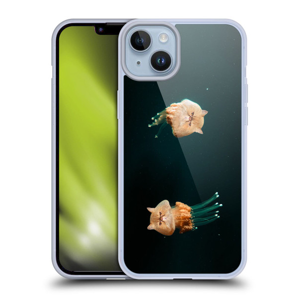 Pixelmated Animals Surreal Pets Jellyfish Cats Soft Gel Case for Apple iPhone 14 Plus